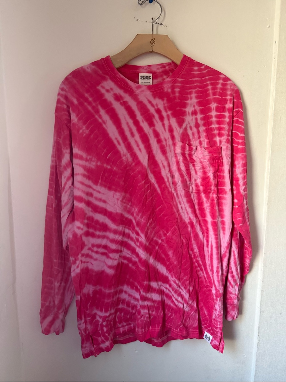 VS PINK Crewneck Tie Dye Cotton Long Sleeve T Shirt Small